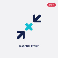 Wall Mural - two color diagonal resize vector icon from arrows concept. isolated blue diagonal resize vector sign symbol can be use for web, mobile and logo. eps 10