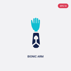 Poster - two color bionic arm vector icon from artificial intellegence concept. isolated blue bionic arm vect