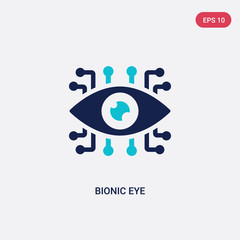 Poster - two color bionic eye vector icon from artificial intellegence concept. isolated blue bionic eye vect