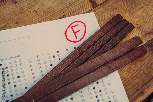 Leather Tawse For Spanking And Bad Report From School Corporal Punishment With Tawse Failed Exam Sex Toy sm Role Play School Spanking Concept Stock 写真 Adobe Stock