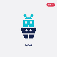Poster - two color robot vector icon from artificial intelligence concept. isolated blue robot vector sign symbol can be use for web, mobile and logo. eps 10