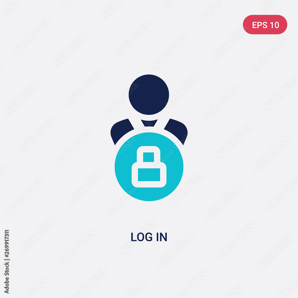 two color log in vector icon from big data concept. isolated blue log ...