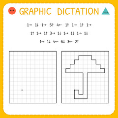 Wall Mural - Graphic dictation. Umbrella. Kindergarten educational game for kids. Preschool worksheet for practicing motor skills. Working pages for children