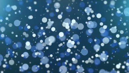 Poster - Beautiful animation of multi-colored flying flickering particles scattered on a blue background. Slow Motion. 4K. Loop.