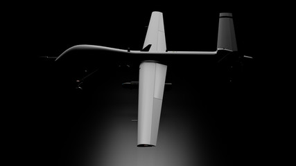 Wall Mural - War drone 3d rendering, isolated on a black background