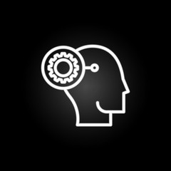 Poster - progressive, thinking, head, gear neon icon. Elements of positive thinking set. Simple icon for websites, web design, mobile app, info graphics