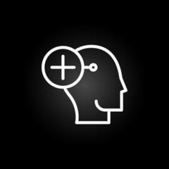 Poster - thinking, head, plus, think neon icon. Elements of positive thinking set. Simple icon for websites, web design, mobile app, info graphics