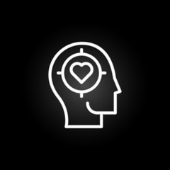 Poster - thinking, head, target neon icon. Elements of positive thinking set. Simple icon for websites, web design, mobile app, info graphics