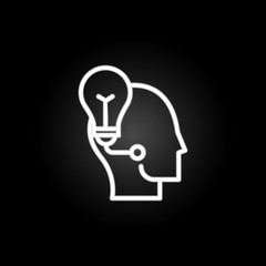 Poster - thinking, head, creative, bulb neon icon. Elements of positive thinking set. Simple icon for websites, web design, mobile app, info graphics