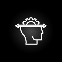 Poster - thinking, head, arrows, decision, gear neon icon. Elements of positive thinking set. Simple icon for websites, web design, mobile app, info graphics