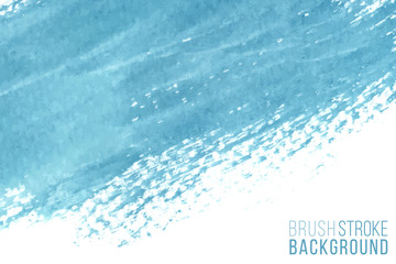 Poster - Vector hand drawn watercolor brush stain as horizontal banner. Colorful painted stroke. Blue color hand drawn background.