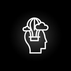 Poster - balloon, cloud, thinking, head, idea neon icon. Elements of positive thinking set. Simple icon for websites, web design, mobile app, info graphics
