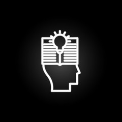 Poster - thinking, head, bulb, book, education neon icon. Elements of positive thinking set. Simple icon for websites, web design, mobile app, info graphics