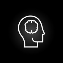 Poster - thinking, head, brain, creative idea neon icon. Elements of positive thinking set. Simple icon for websites, web design, mobile app, info graphics