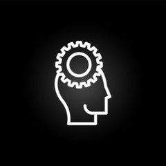 Poster - thinking, head, team working, gear neon icon. Elements of positive thinking set. Simple icon for websites, web design, mobile app, info graphics