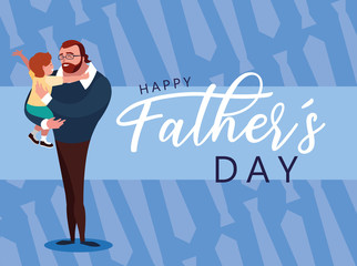 Sticker - happy father day card with dad and son