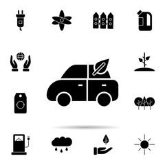 Poster - Car, green, leaf icon. Universal set of ecology for website design and development, app development