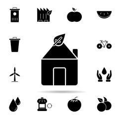 Poster - Green, home, leaf icon. Universal set of ecology for website design and development, app development