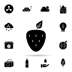 Poster - Food, organic, strawberry icon. Universal set of ecology for website design and development, app development