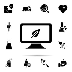 Poster - Ecology, computer, leaf icon. Universal set of ecology for website design and development, app development