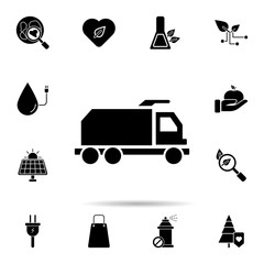 Poster - Garbage truck, car icon. Universal set of ecology for website design and development, app development