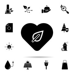 Poster - Green, heart icon. Universal set of ecology for website design and development, app development