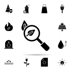 Poster - Search, leaf icon. Universal set of ecology for website design and development, app development