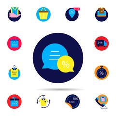 Poster - Discount, communication icon. Universal set of discount for website design and development, app development