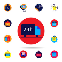 Poster - Discount, delivery icon. Universal set of discount for website design and development, app development
