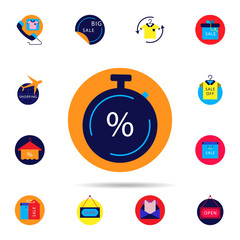 Poster - Discount, timer icon. Universal set of discount for website design and development, app development