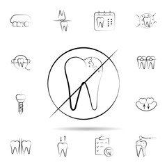 Poster - Ban, tooth icon. Universal set of dentist for website design and development, app development