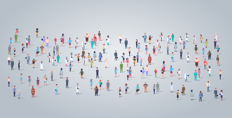 Poster - big people group different occupation employees standing todether workers crowd labor day concept horizontal full length flat