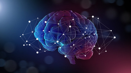 Aufkleber - Human brain and connection network around it