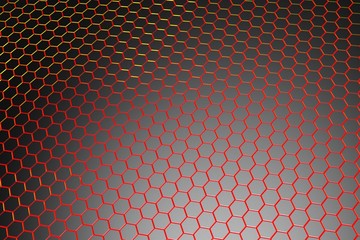 Sticker - 3d render Abstract red of futuristic surface hexagon pattern.