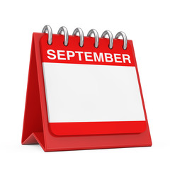 Poster - red desktop calendar icon showing a september month page. 3d rendering