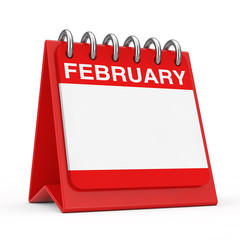 Poster - red desktop calendar icon showing a february month page. 3d rendering