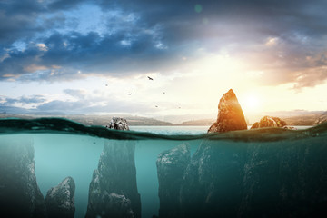 Rocks in the sea, the beauty of nature