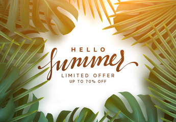Wall Mural - branch palm realistic. leaves and branches of palm trees. tropical leaf background. green foliage, t