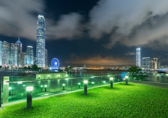 Skyline of Hong Kong city at night