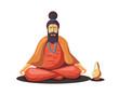 Hindu Old Sadhu meditating isolated
