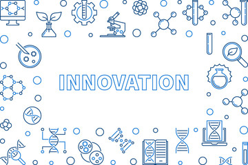 Poster - Innovation Science concept outline horizontal banner. Vector linear illustration