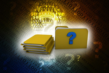 Poster - 3d rendering file folder with question symbol