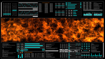 Poster - Virtual futuristic hologram technology space explorer head up display. Abstract discover closed sun fire idea concept monitor communication story.