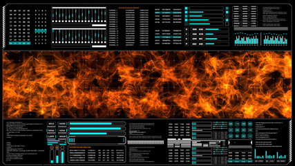 Poster - Virtual futuristic hologram technology space explorer head up display. Abstract discover closed sun fire idea concept monitor communication story.