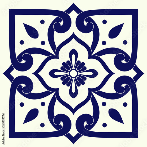 Delft Dutch Tile Pattern Vector Element With Blue And White