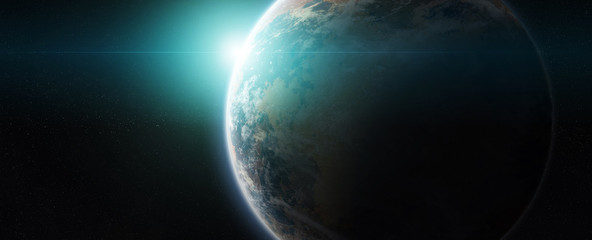 Poster - Distant planet system in space with exoplanets 3D rendering elements of this image furnished by NASA