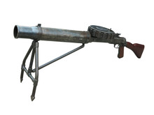 First World War-era Lewis Automatic Light Machine Gun Isolated On White Background