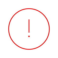 Poster - Round red thin line exclamation point icon, button, attention symbol isolated on white background
