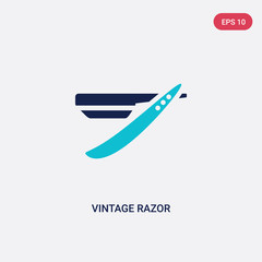 two color vintage razor vector icon from beauty concept. isolated blue vintage razor vector sign symbol can be use for web, mobile and logo. eps 10