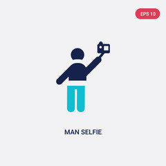 two color man selfie vector icon from behavior concept. isolated blue man selfie vector sign symbol can be use for web, mobile and logo. eps 10